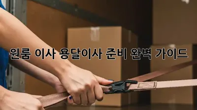 원룸 이사, 용달이사 준비 완벽 가이드
